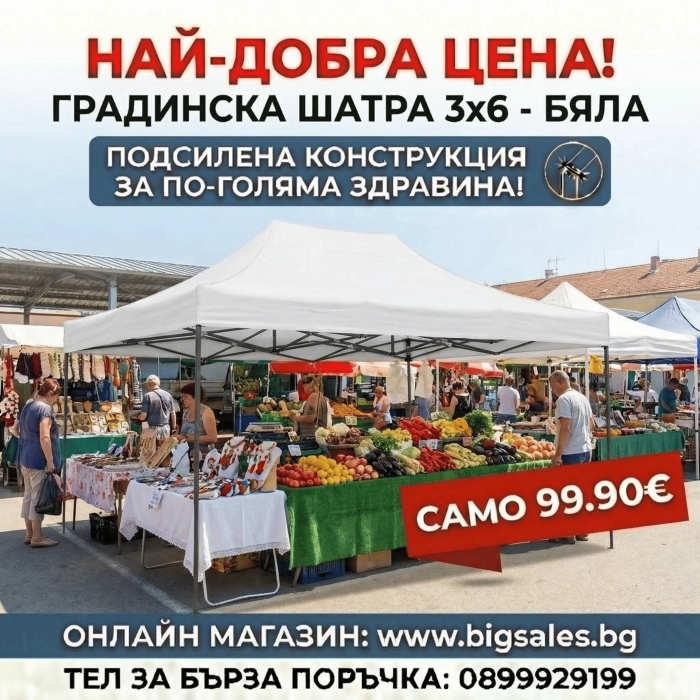 Сгъваема Шатра 3х6м - Тип хармоника - Бяла