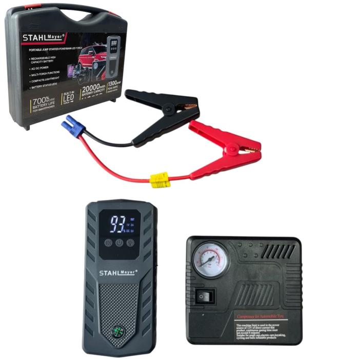 Комплект jump стартер с компресор StahlMayer 20000mAh Комплект jump стартер с компресор StahlMayer 20000mAh