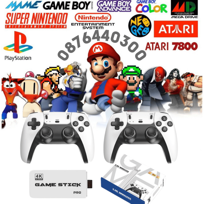 Безжична ретро конзола Game Stick PRO , 30 000 видео игри, 9 емулатора, 64 GB, 2x безжичен контролер 2,4 GHz 4K Ultra Game Безжична ретро конзола Game Stick PRO , 30 000 видео игри, 9 емулатора, 64 GB, 2x безжичен контролер 2,4 GHz 4K Ultra Game