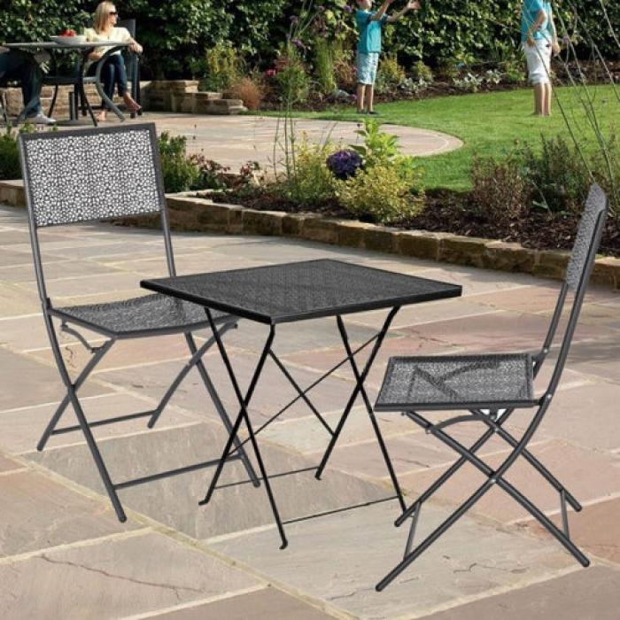 Градински комплект -сгъваема маса и два сгъваеми стола метални