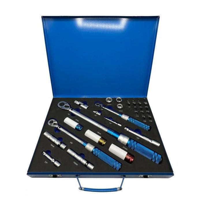 Комплект динамометрични ключове KRAFTWELLE 1/4", 3/8", 1/2" 32-части