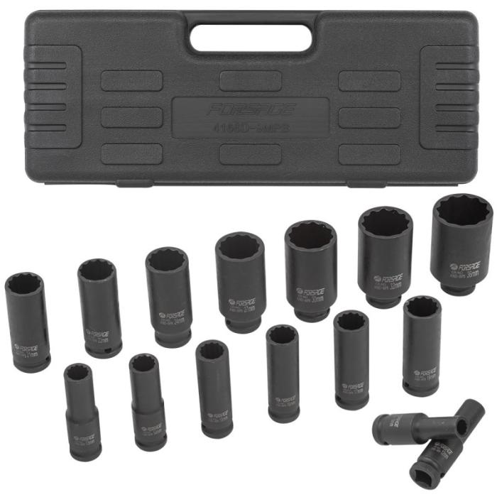 Ударни Вложки RockForce 1/2" 10-36 мм 15-части 6-стен